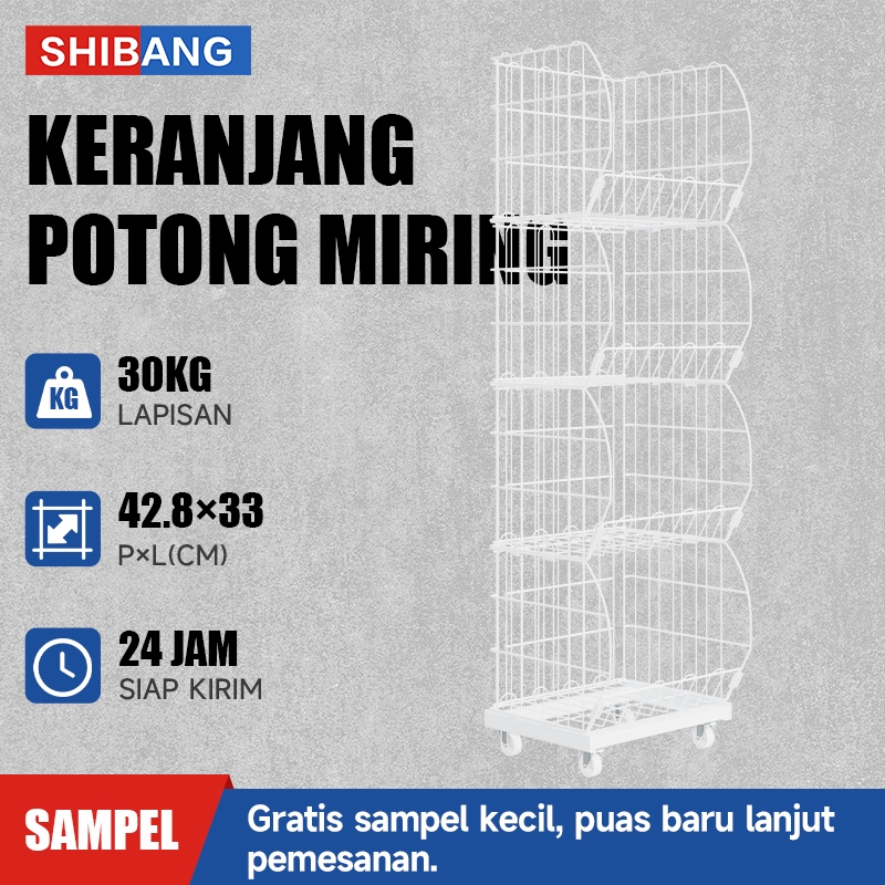 SHIBANG Rak Gawang Sembako Susun Rak Snack Serbaguna 4 Tingkat Warna Putih Ukuran 42.8x33cm Kapasita