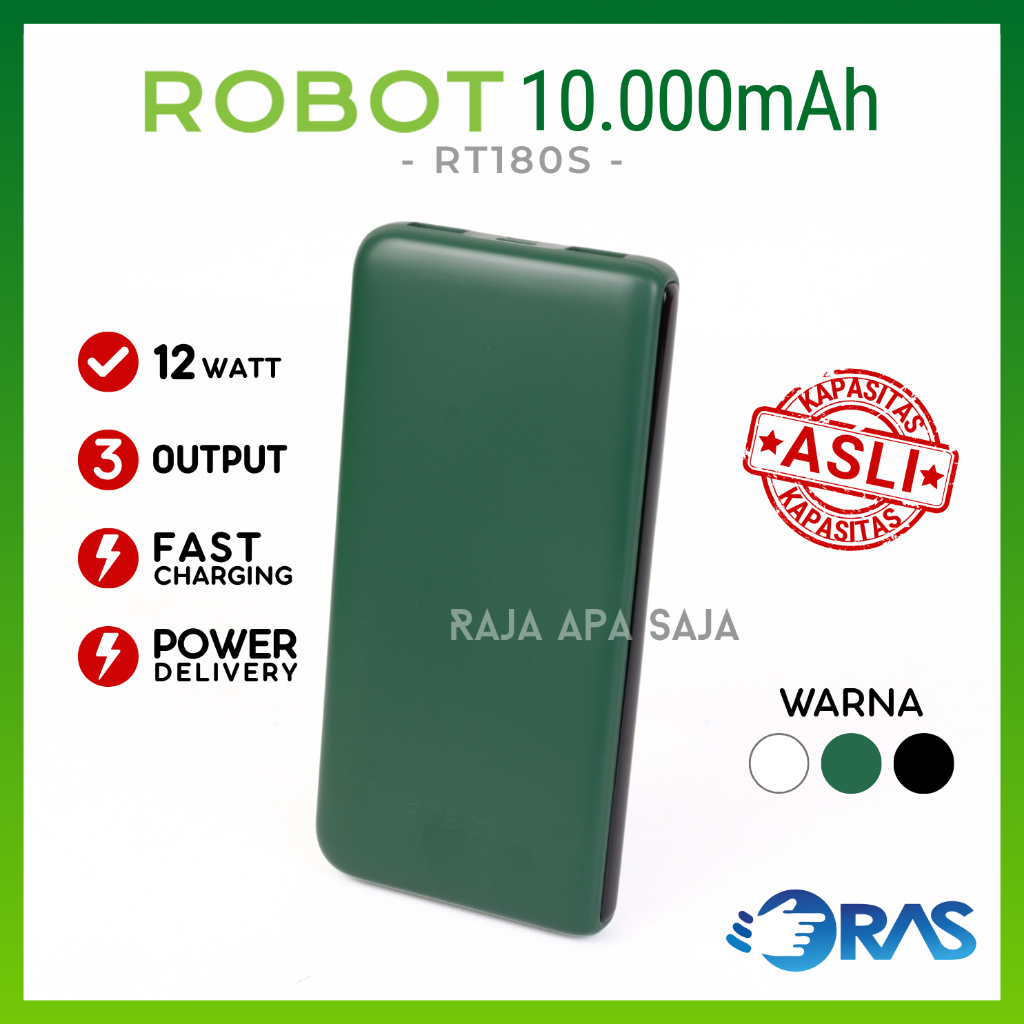 POWERBANK ROBOT 10000MAH RT180 - Powerbeng Powerbenk Pawerbeng Ori Original Murah