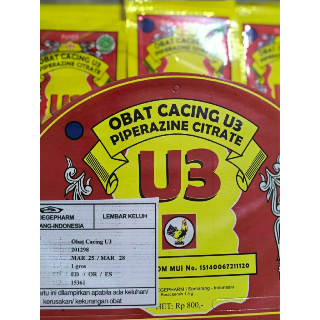 Puyer obat cacing U3 cap jago 1 gros / 12 lusin