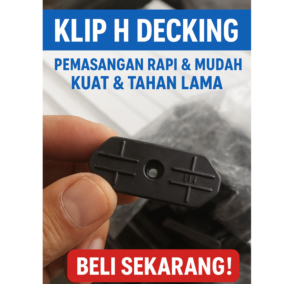 Klip H Decking Plastik Hitam  – Aksesoris Pemasangan Decking Kayu dan WPC