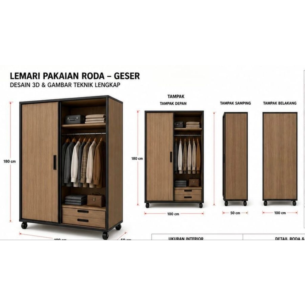 Custom Lemari Industrial Kayu Besi