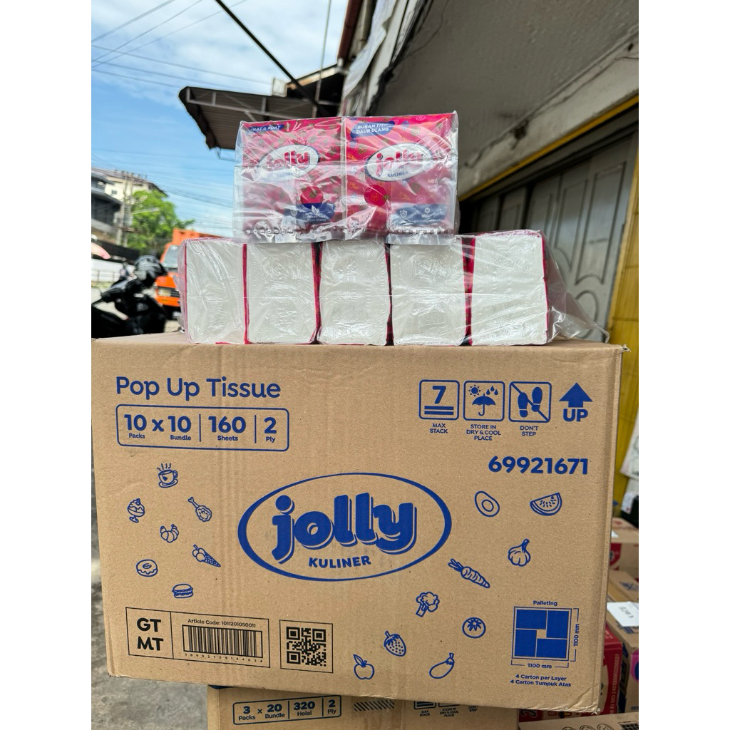 Tisu Jolly pop up 160 sheets @ 100 bks / 1 dus