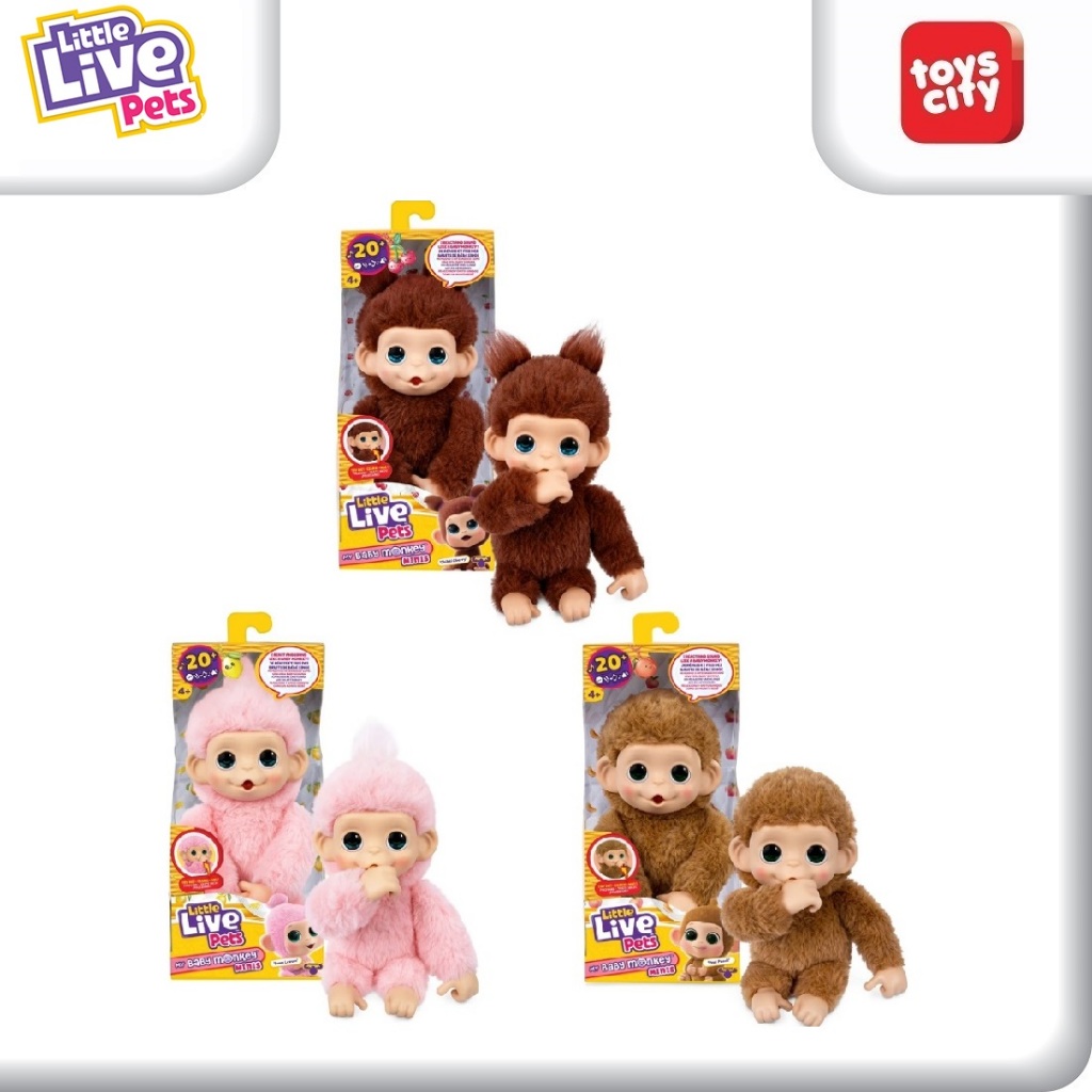 Little Live Pets My Baby Monkey Minis with 20+ Sounds Reactions - Assorted Mainan Anak Boneka Karakt
