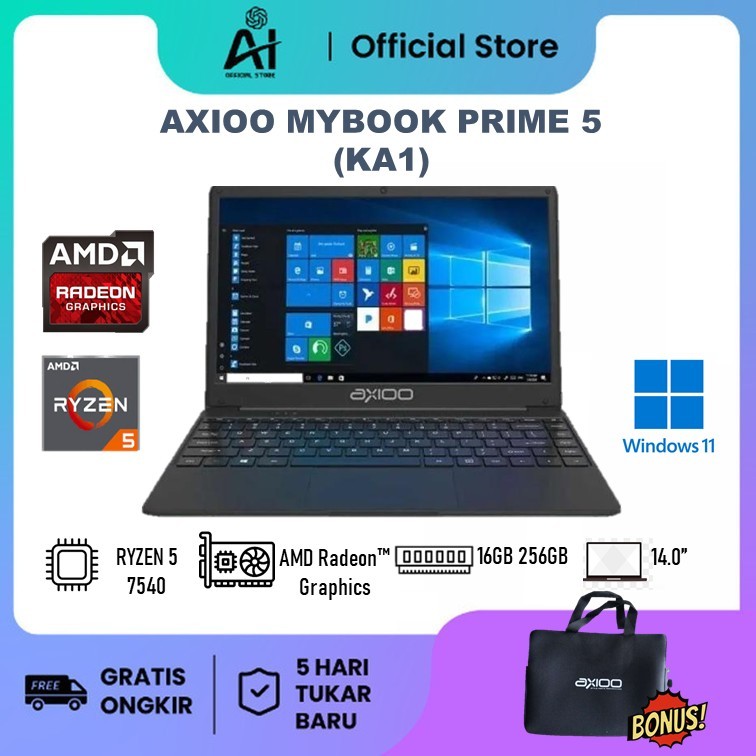 AXIOO MYBOOK PRIME 5 (KA1) RYZEN 5 7540 16GB 256GB 14.0 W11 GRY 1Y TKDN