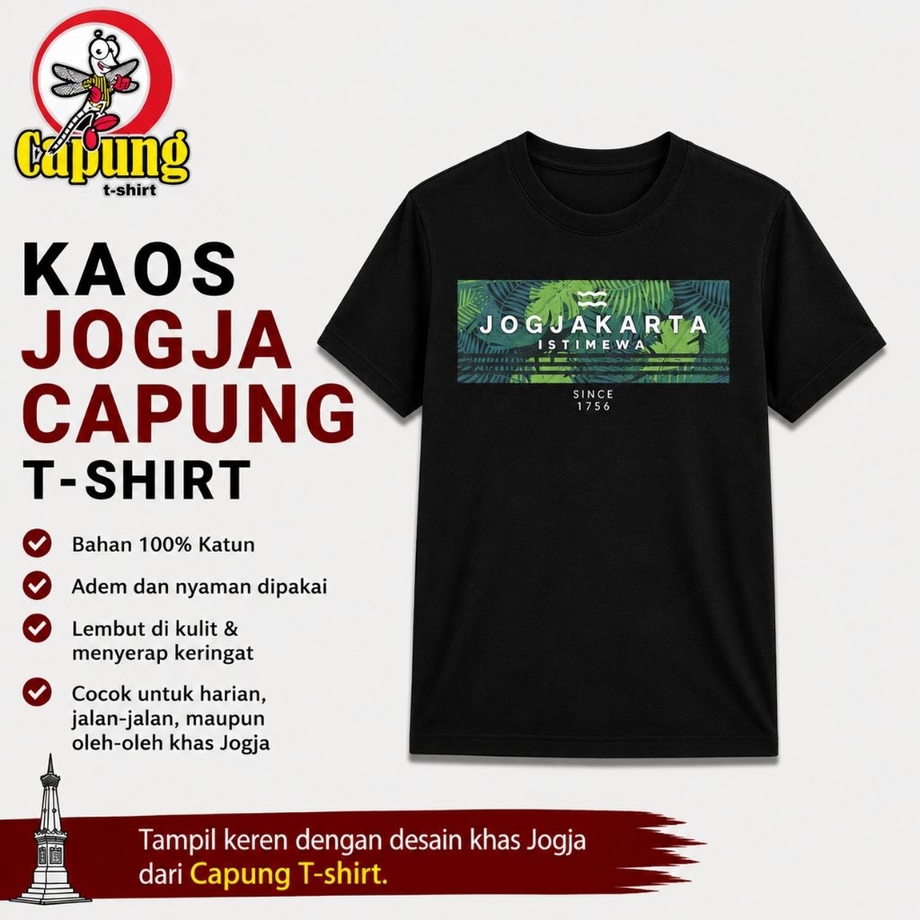 KAOS JOGJA MALIOBORO ASLI JOGJA MEREK CAPUNG T-SHIRT KAOS JOGJA OLEH OLEH KHAS JOGJA KAOS JOGJA ORIG