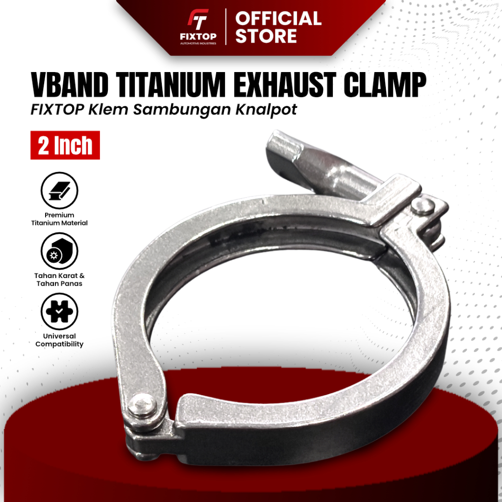 FIXTOP V-Band Clamp Titanium 2 Inch Exhaust Klem Universal Untuk Knalpot Mobil Racing Anti Karat Sty