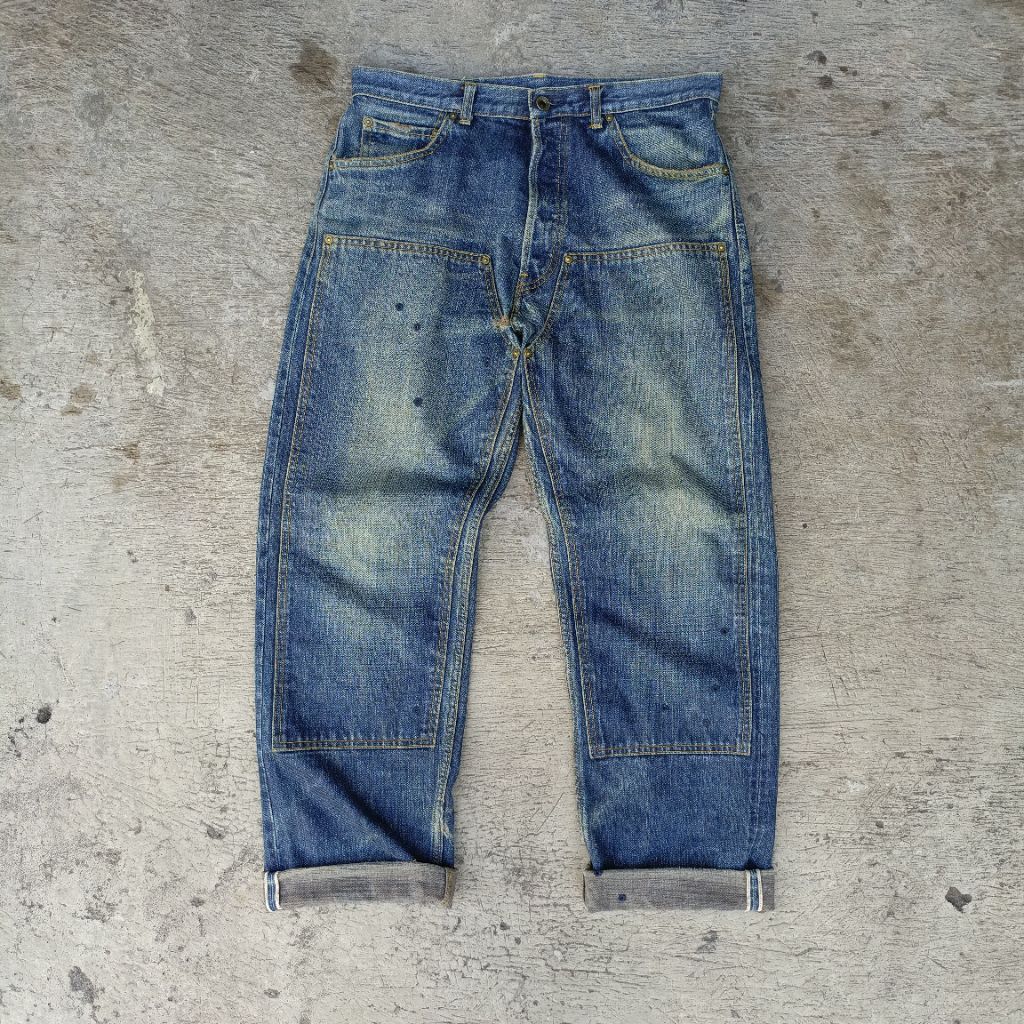 Double Knee Selvedge Faded Jeans Second