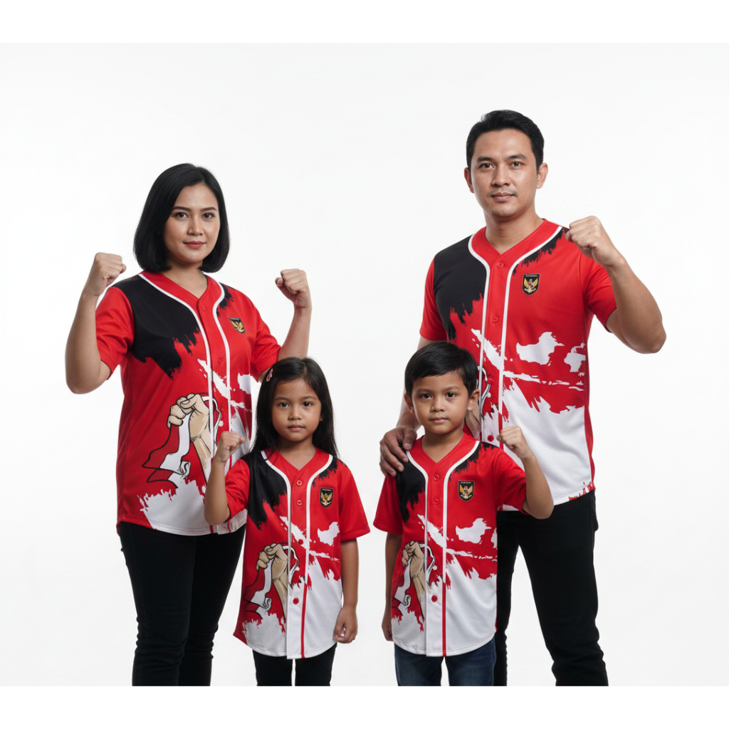 Baju Jersey Kemerdekaan 17 Agustus Couple Dewasa Anak | Kaos Agustusan Merah Putih Printing