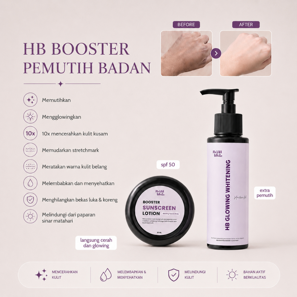 Handbody Body Lotion Pemutih Badan 10x Lebih Cepat dan Booster Bibit Pemutih Spf Hb Whitening Body C