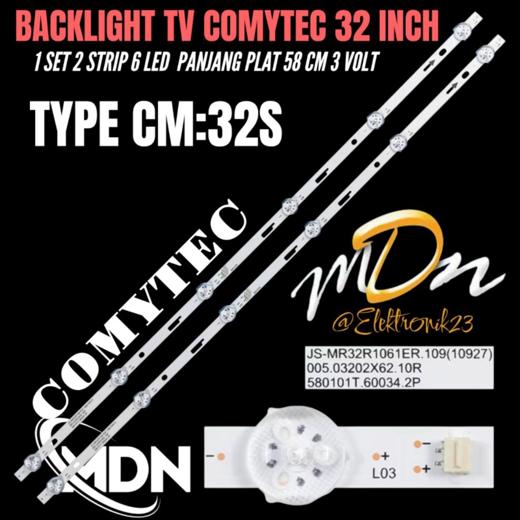 BACKLIGHT TV LED MERK COMYTEC 32 INCH MODEL TIPE  CM32S BACKLIGHT TV 32 INCH