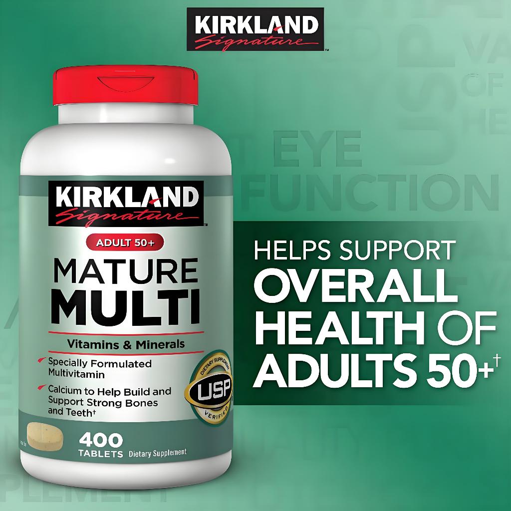 Original Kirkland Signature Mature Multi Vitamin & Mineral 400 Tablets / Suplemen Multivitamin untuk
