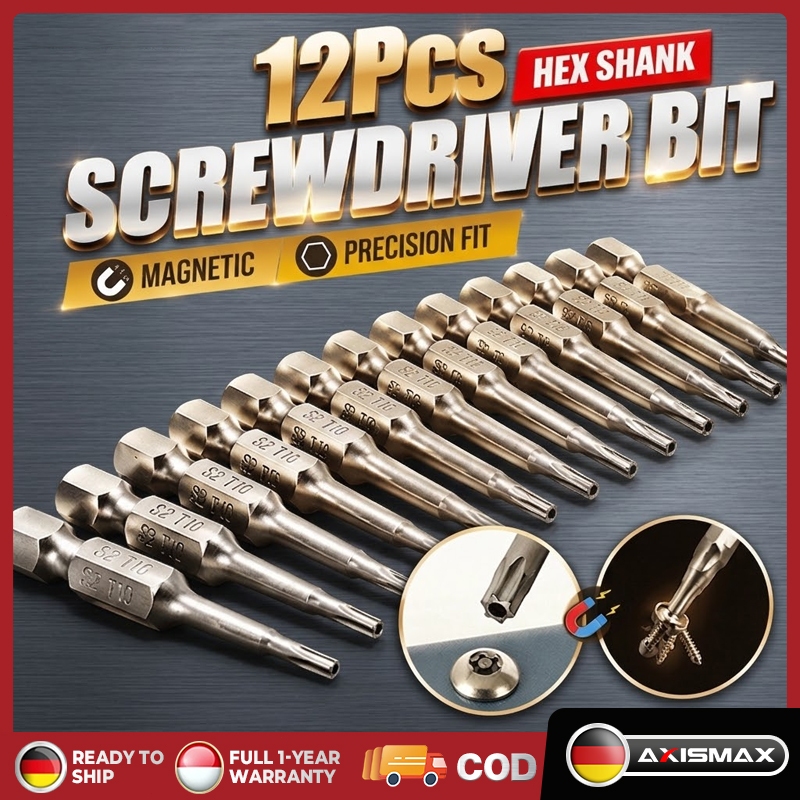 12PCS Mata Obeng Torx/Mata Obeng Bintang/Hex Shank T5-T40 5cm Untuk Alat Pertukangan Bits