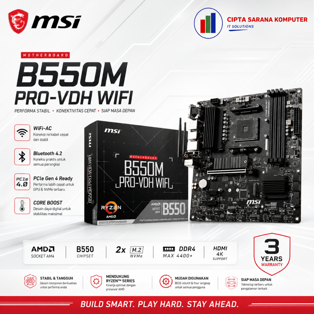 MSI Motherboard B550M PRO-VDH WIFI DDR4 AM4