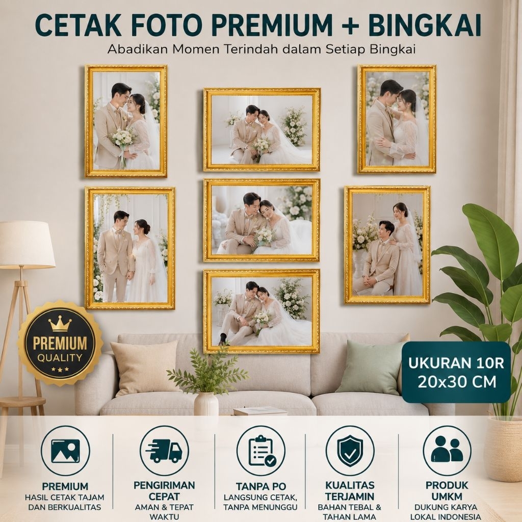 1 hari jadi/Cetak Foto 10R 20x30 bingkai Mdf premium/cetak foto/cuci foto