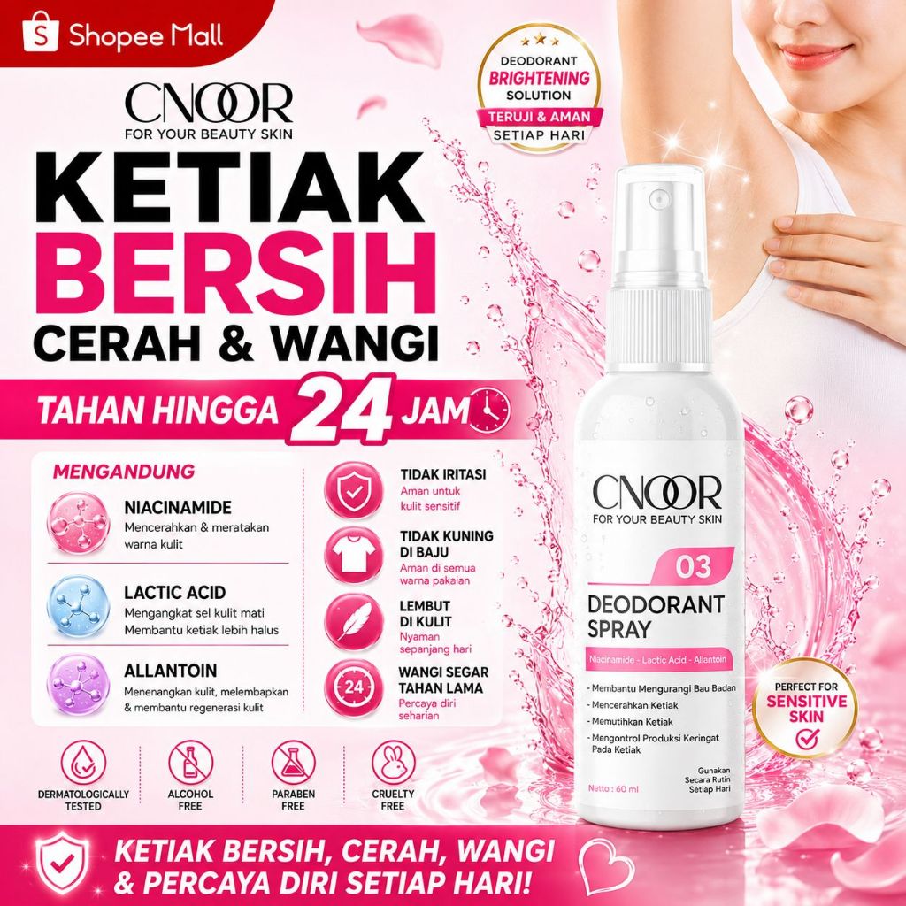 CNOOR Deodorant Spray 03 Extract Natural Deo Tawas Cair Niacinamide Bau Ketiak Ketiak Gelap
