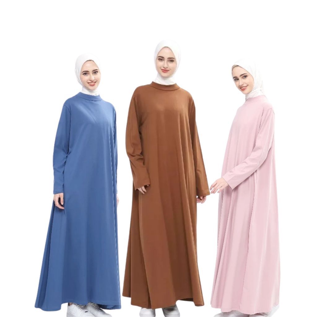 DAEHOUN Dress Wanita Kekinian Gamis Jumbo Polos Muslimah Dress Mewah Cantik dan Kekinian Premium