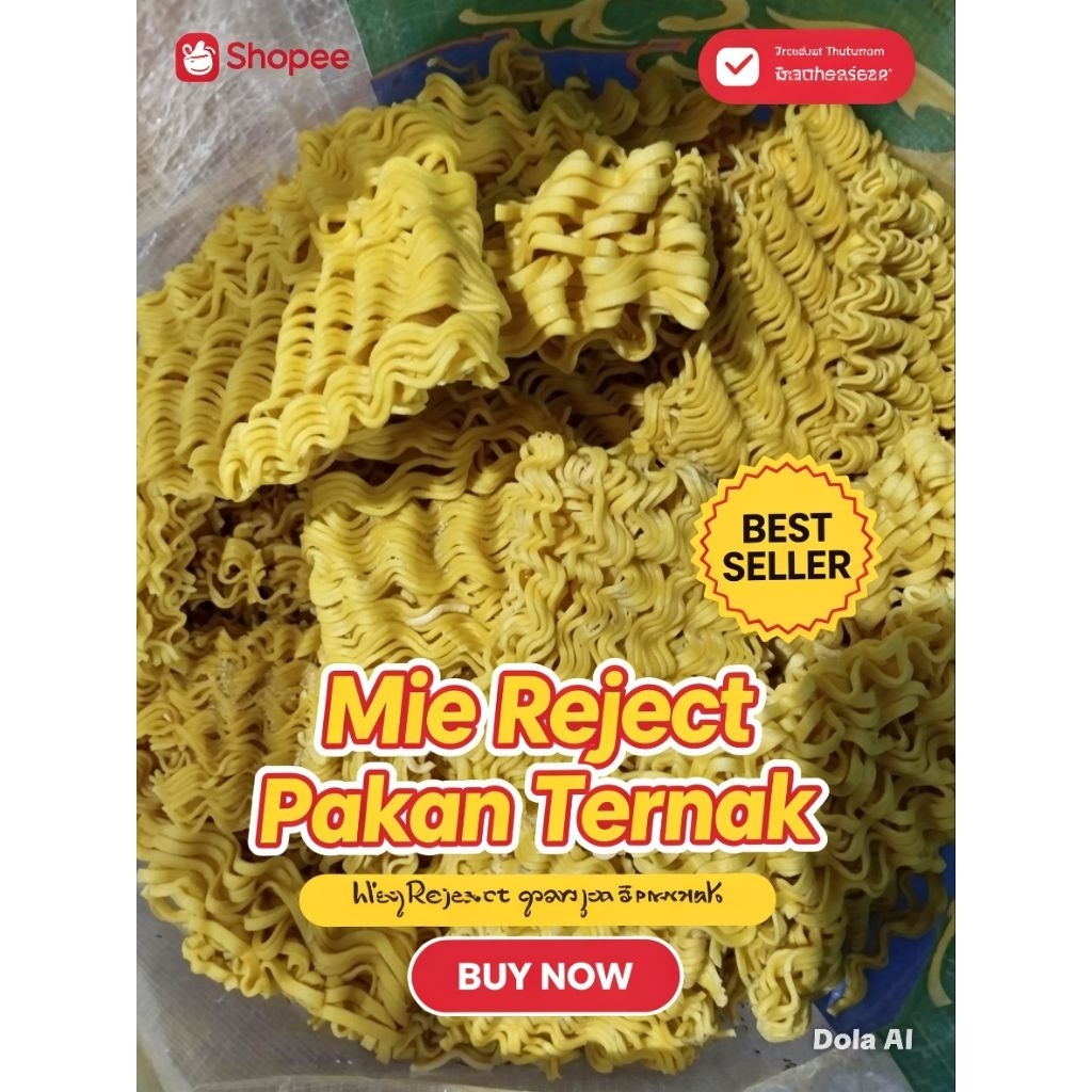 Mie Reject Pakan Ternak - Mie Kering Sisa Produksi - Pakan Ayam Itik Bebek dll - 1 Kg