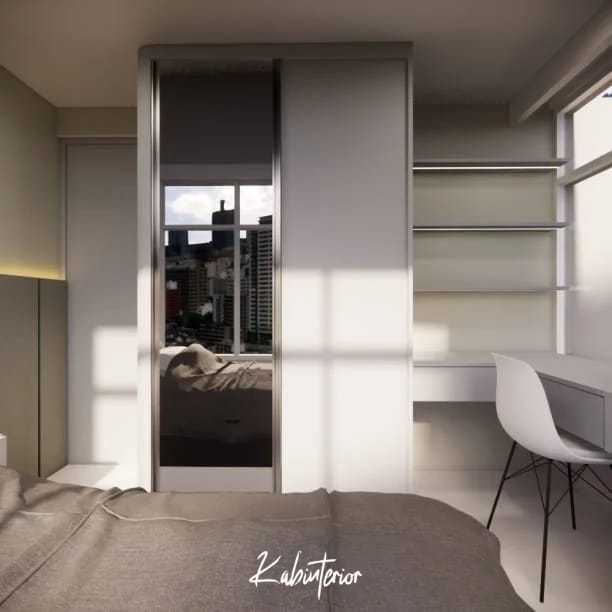 CUSTOM WARDROBE BUILT-IN MEJA KERJA MINIMALIST HPL LUAR-DALAM