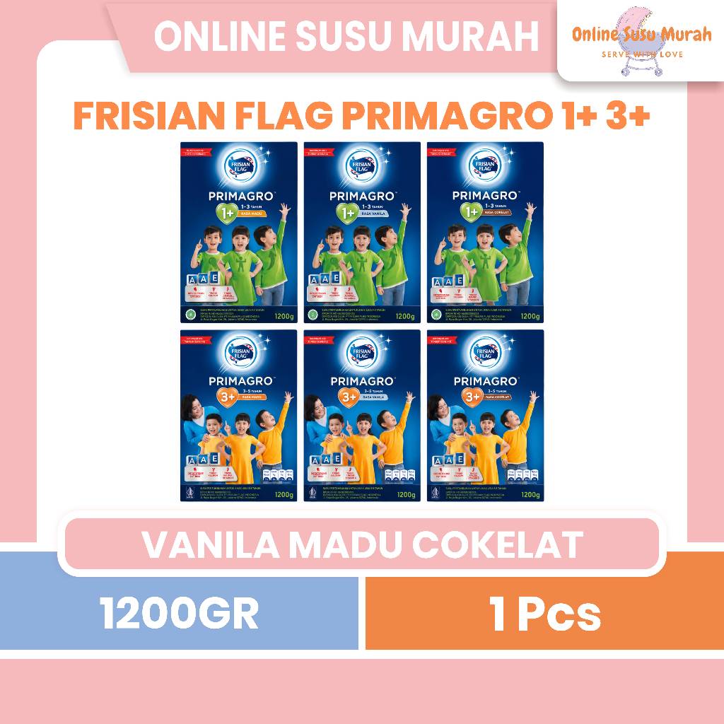 FRISIAN FLAG PRIMAGRO 1+ 3+ VANILA MADU COKLAT 1200GR TAHAP 1 3 1200 GR PRIMA GRO SSKD