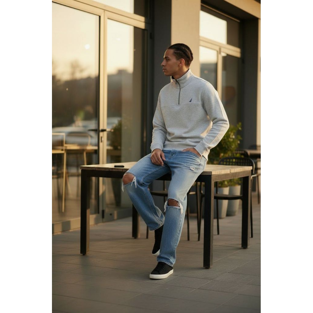 Half Zipper Nautica grey