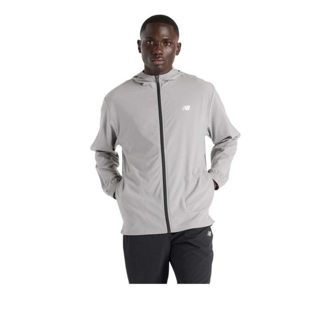 Pakaian Pria New Balance Sport Woven Men's Jacket - Grey NEWMJ51900AY