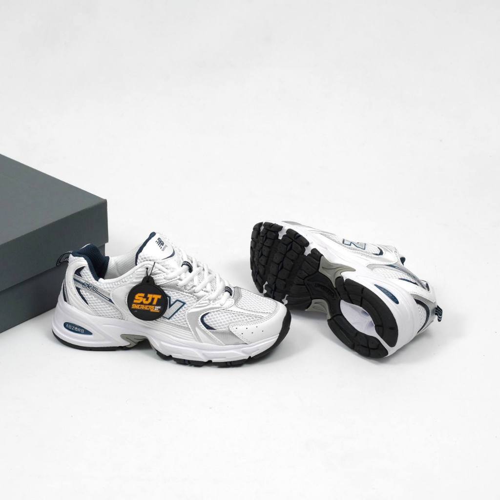 SJT Sepatu Casual Nb 530 White Silver Navy Indigo Unisex Sneakers