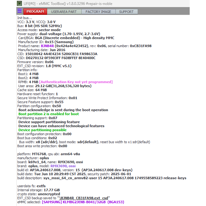 EMMC ( BGA 153 )REALME C65 AUTO ON langsung NYALAAAA wifi,imei AMAN !!!