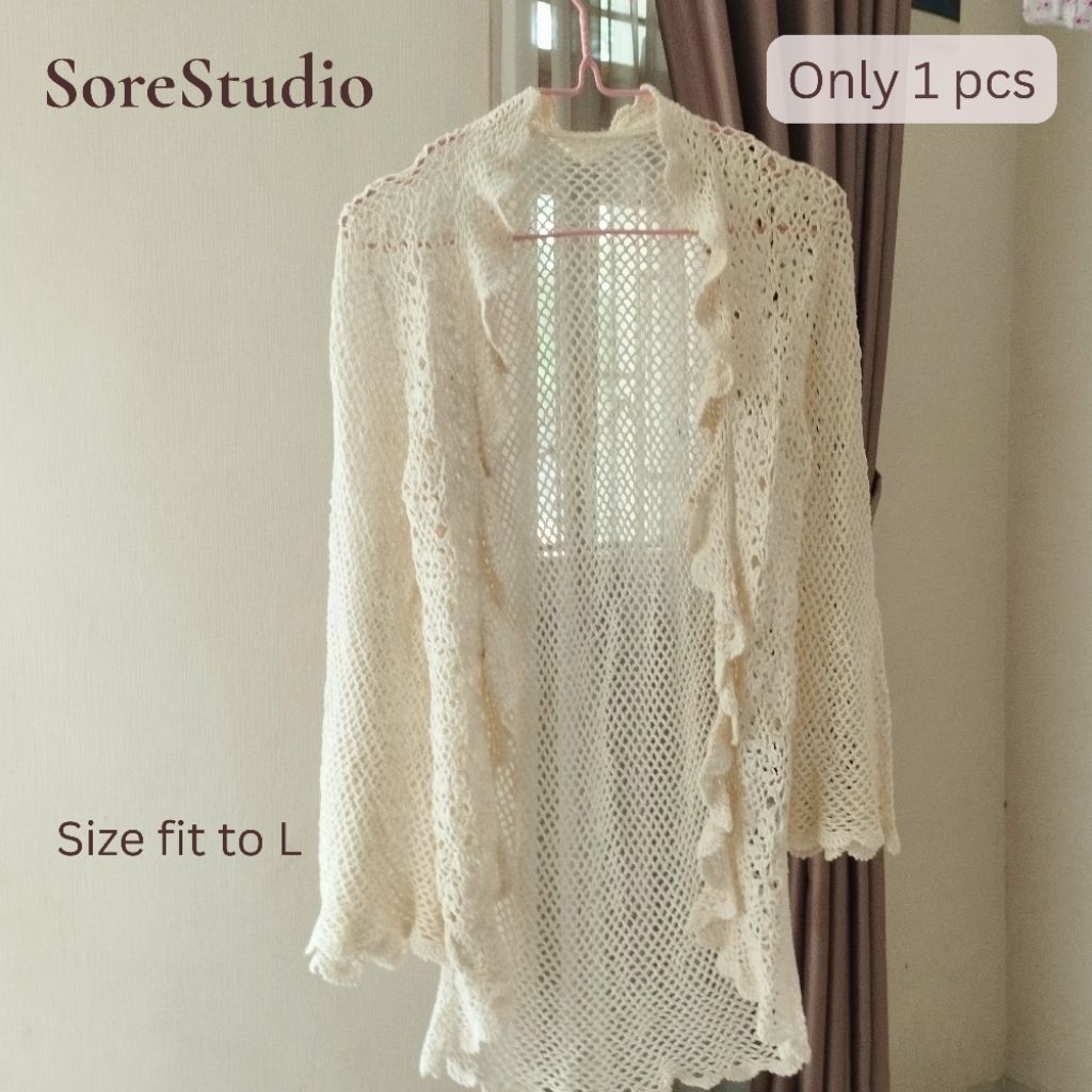 Outer Rajut atasan wanita cardigan broken white vintage korean style Preloved | Sore Studio