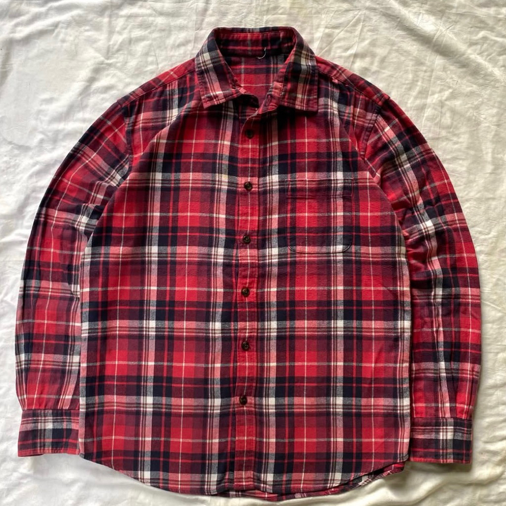 Giordano Long Sleeve Flannel Shirt scnd prlvd original Kemeja Flanel Merah
