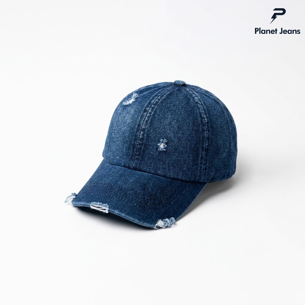Topi baseball denim ripped pria wanita unisex aksen robek - planet jeans BC05