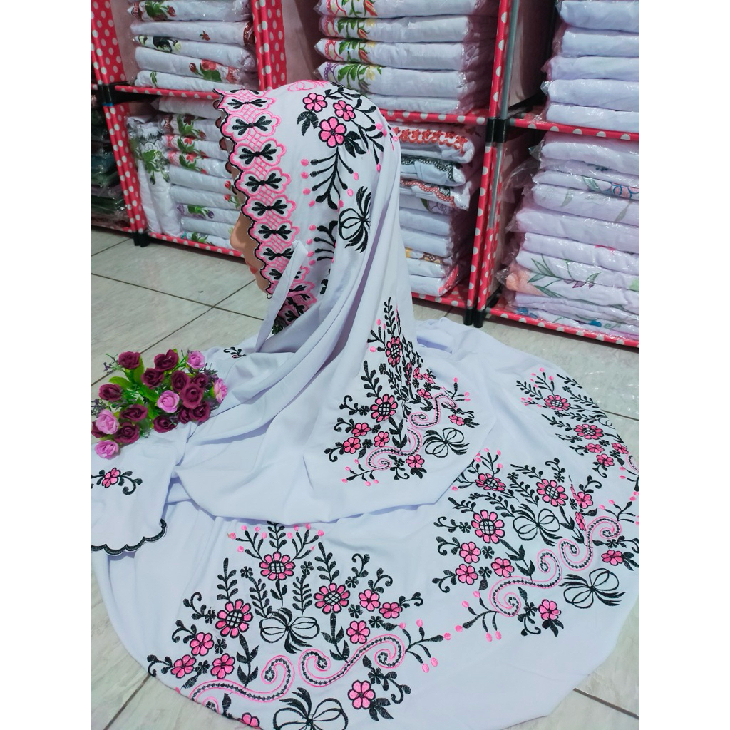 Mukenah FL, Putih Bordir