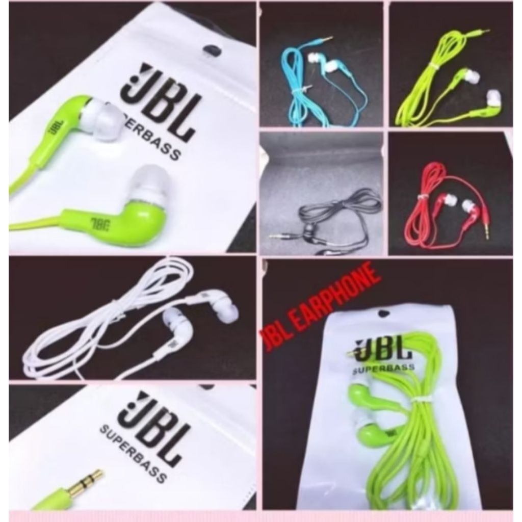 Headset JBL Kabel MP3 Super Baas Non Mic Warna