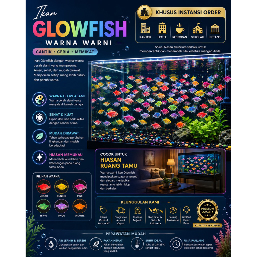 Ikan Hias Glowfish /hiasan aquarium ikan glowfish khusus instans order