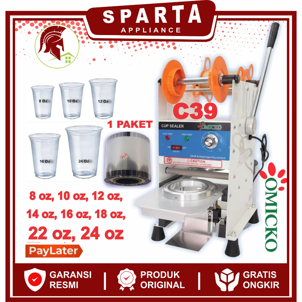 OMICKO Mesin cup Sealer Mesin press gelas minuman semua ukuran 8oz - 26oz mesin press cup OMICKO C39