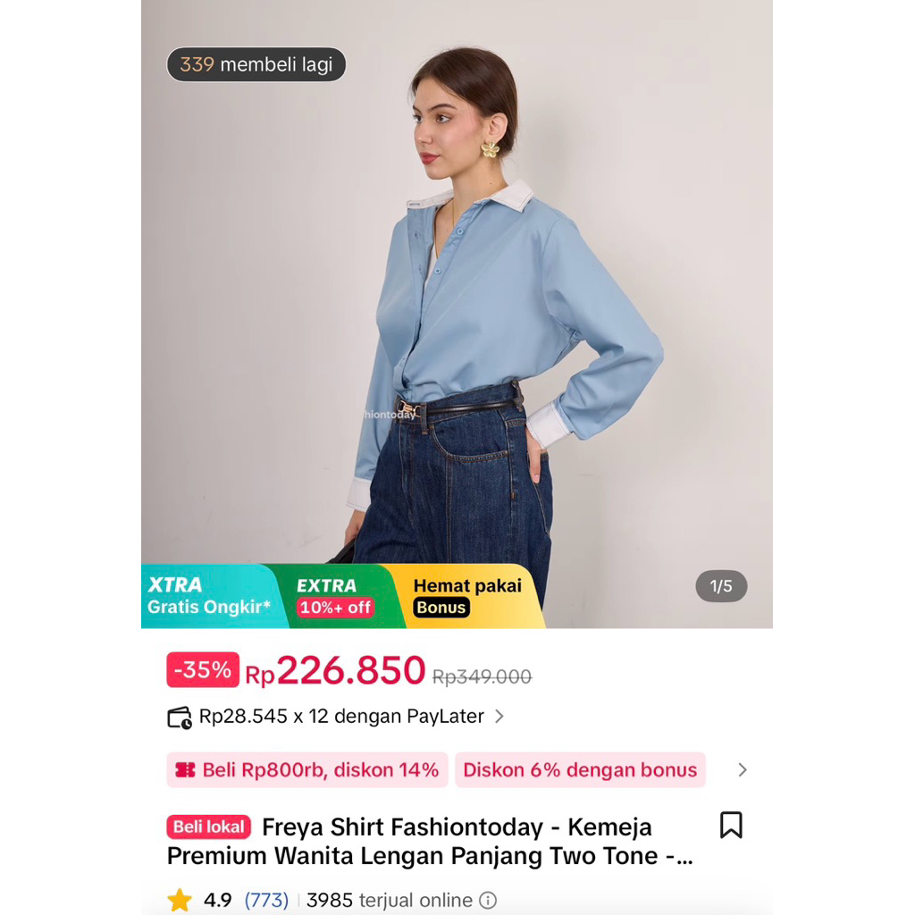 Freya Shirt ( FT Alice Norin ) Kemeja Oversize