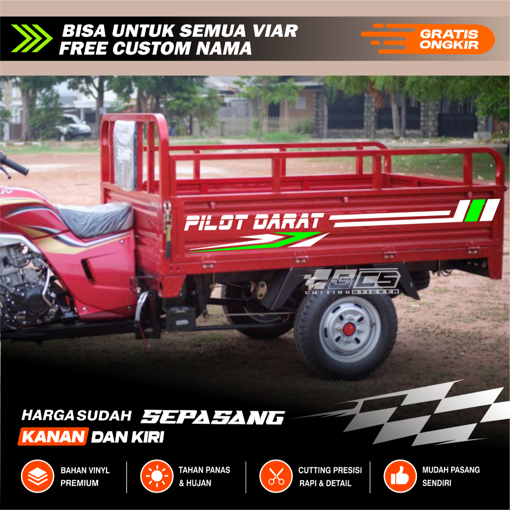 new stiker cutting mobil body samping motor viar roda 3 Pilot Darat Variasi Tossa Viar
