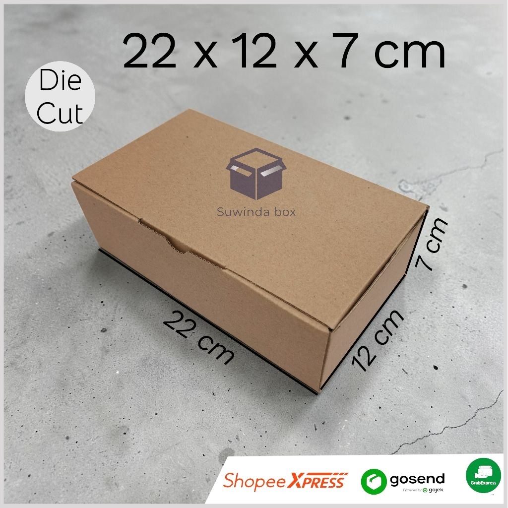 kardus ukuran 22x12x7 cm karton box die cut polos