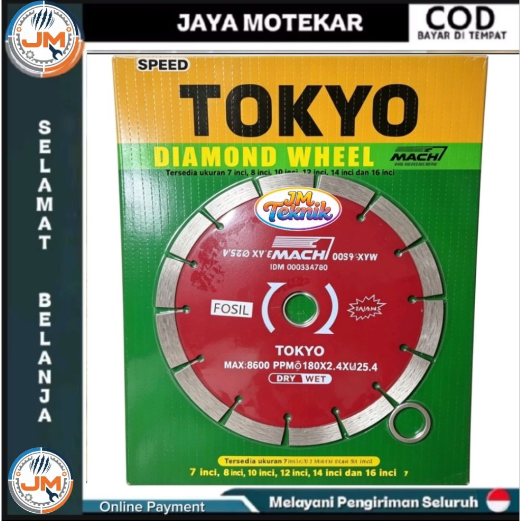 Diamond Wheel Tokyo Mach 7 8 10 12 14 16 Inch – Pisau Potong Granit Marmer Beton Aspal Tajam Awet Or