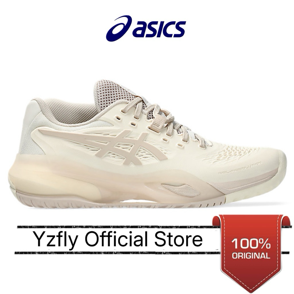 sepatu padel wanita asics gel resolution x cream mineral beige