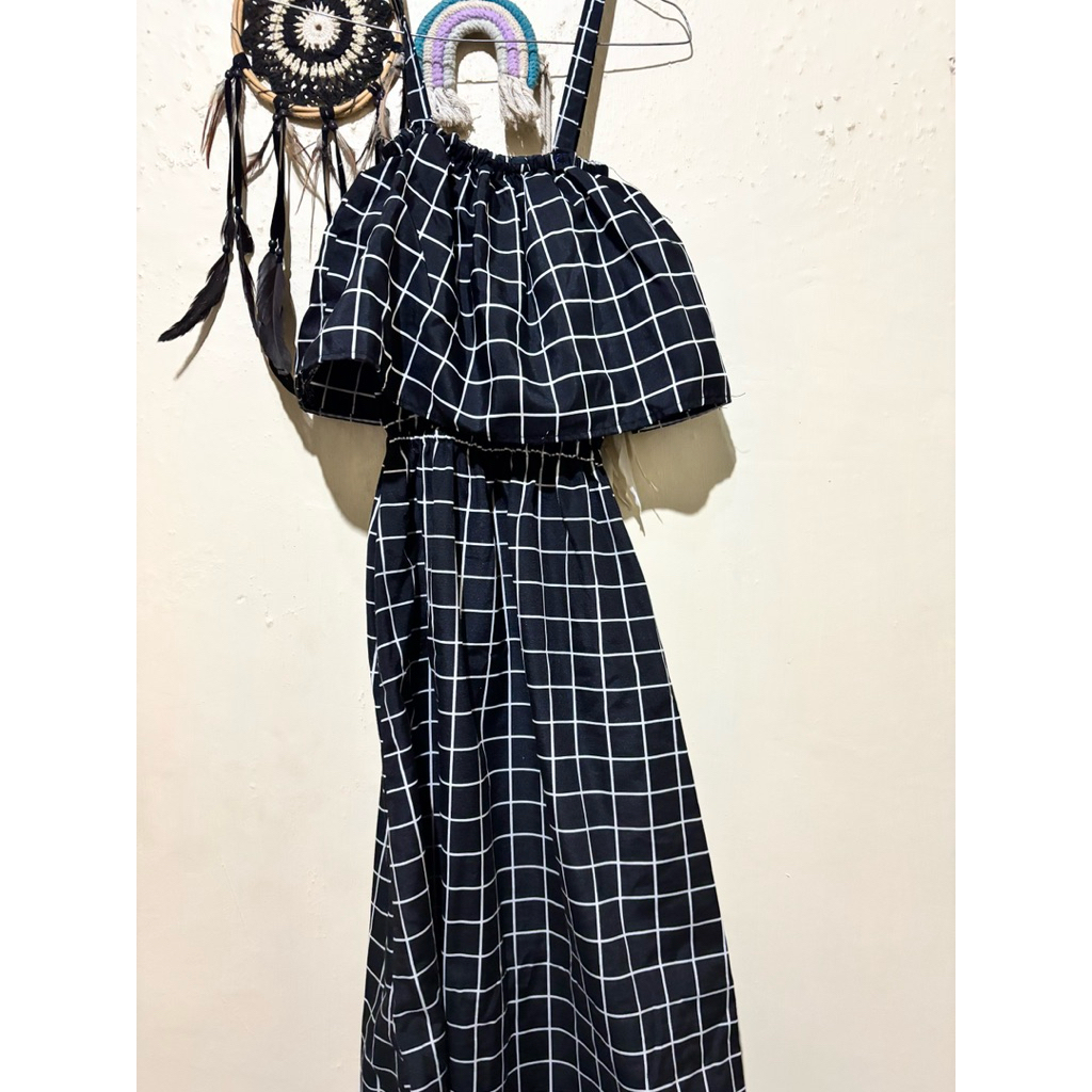 Preloved dress overall kotak kotak
