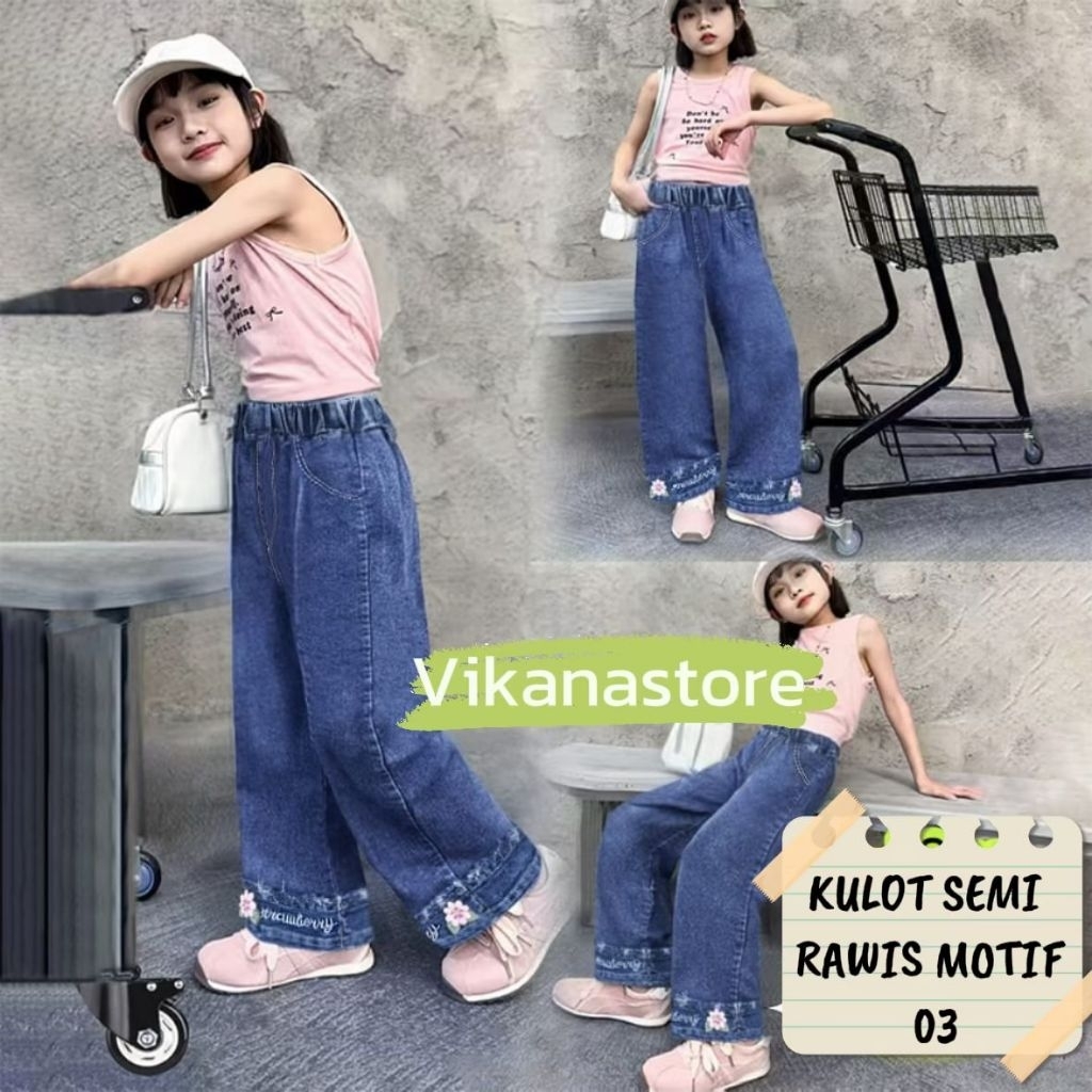 jeans anak kulot skena anak perempuan terbaru import/kulot anak perempuan/skena anak import