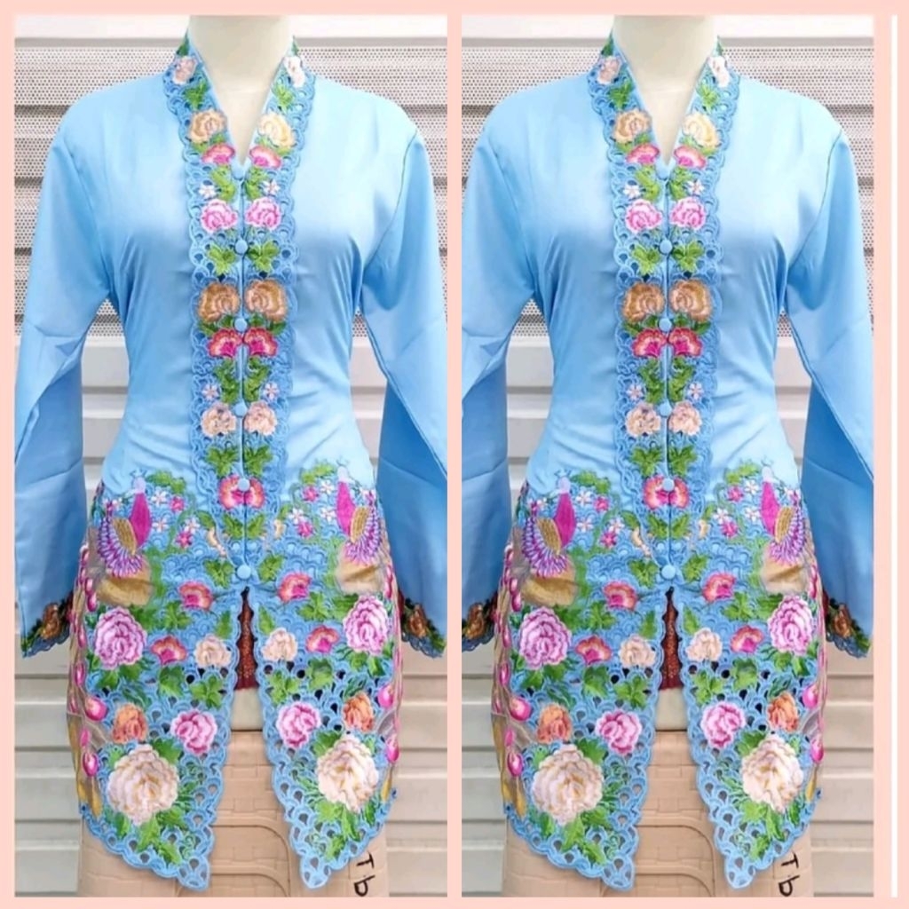 Jumbo LD 120 Kebaya Encim katun motif bordir merak // kebaya encim modern kebaya muslim lengan panja