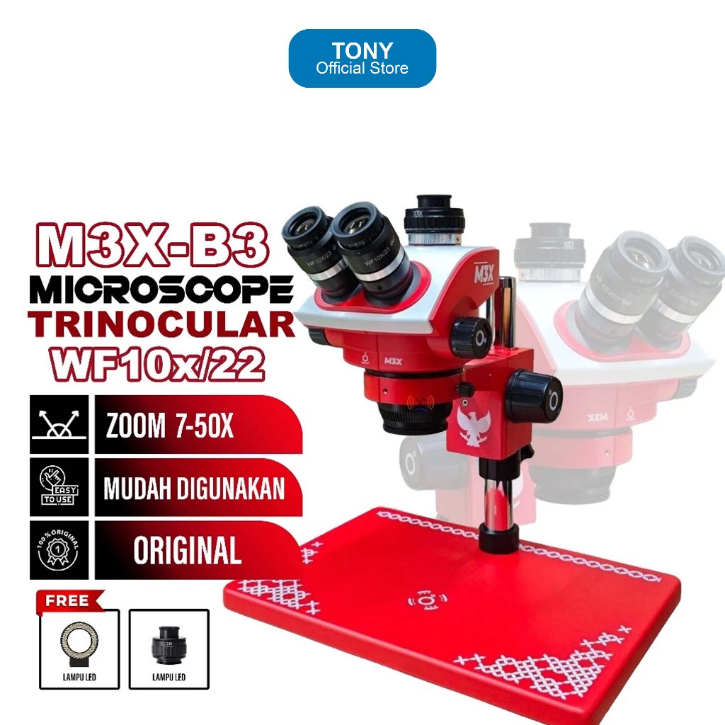ONGLAI FIXTOOL M3X-B3 TRINOCULAR MICROSCOPE 7-50X INDONESIA EDITION - MICROSCOPE ONGLAI FIXTOOL M3X-