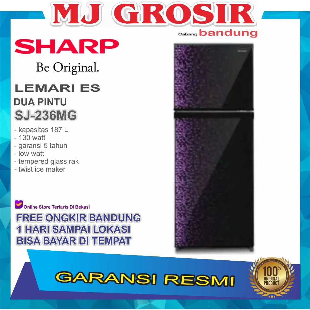KULKAS SHARP SJ 236 MG LEMARI ES 2 PINTU SJ236MG SJ 236MG SHINE