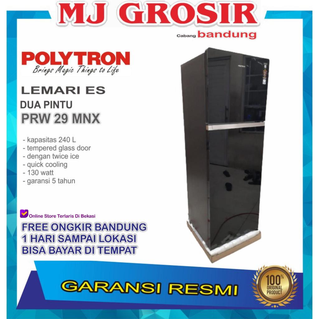 KULKAS POLYTRON PRW 23 VX LEMARI ES 2 PINTU PRW 23 VX TEMPERED GLASS