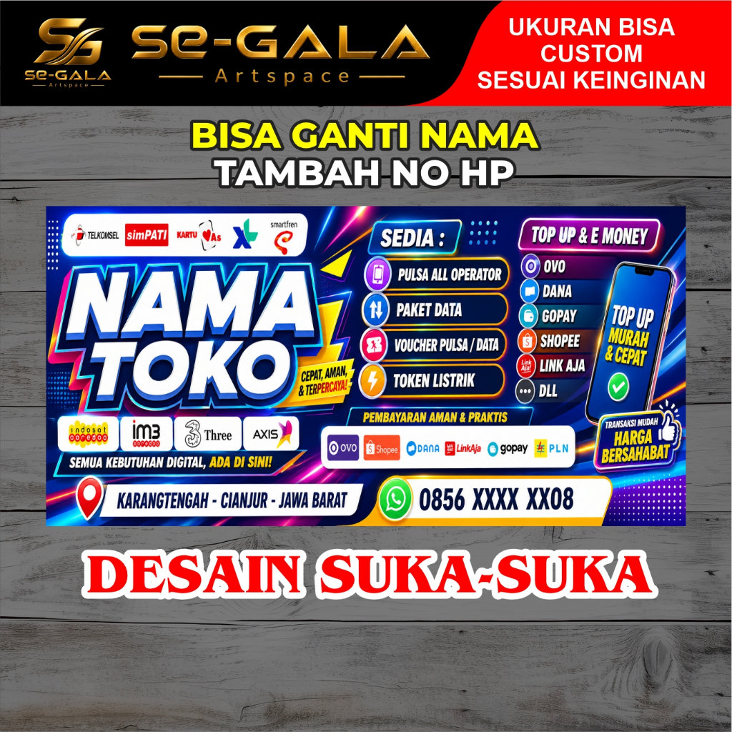 SPANDUK KONTER / SPANDUK SERVICE HP/ BANNER HP / BANNER KONTER / BANNER TOP UP / BANNER COSTUM / SPA