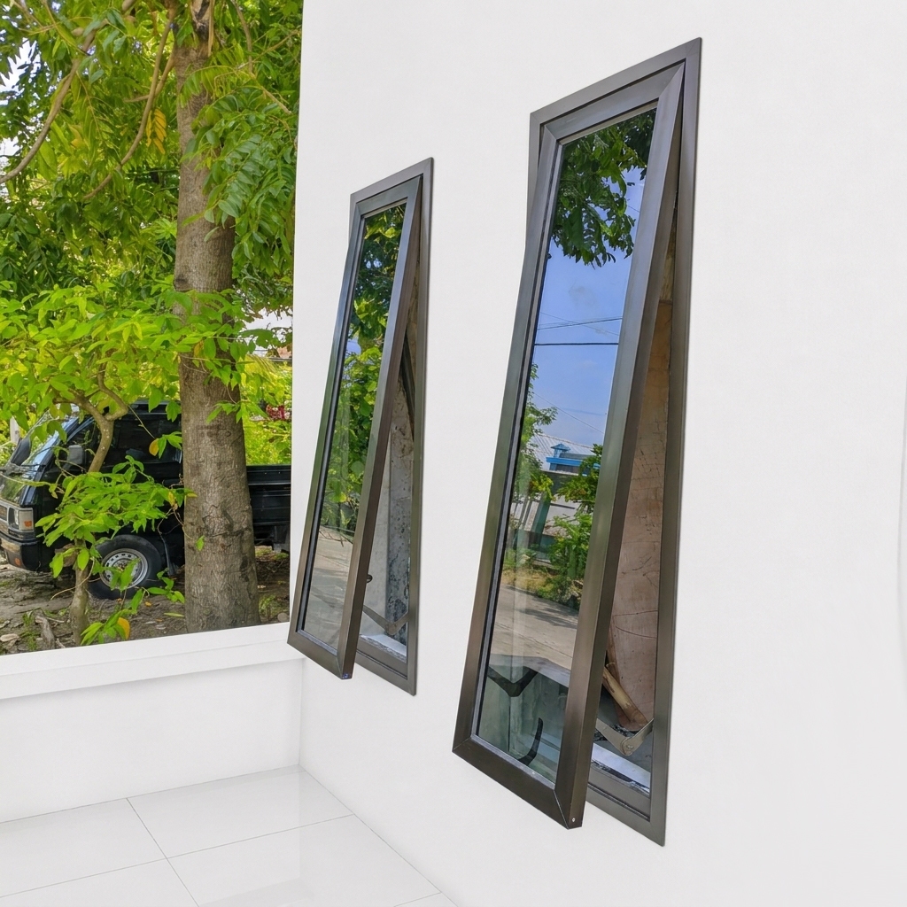 Jendela Aluminium Jungkit+KUSEN Jendela Minimalis Teras, Kamar, Dapur  30x100, 30x120, 30x150, 30x18
