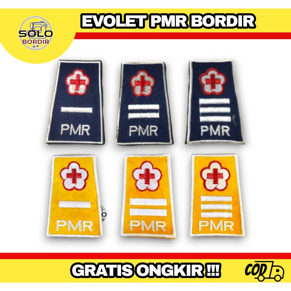 Perpasang evolet PMR bordir / TKU PMR bordir Sepasang evolet PMR bordir /