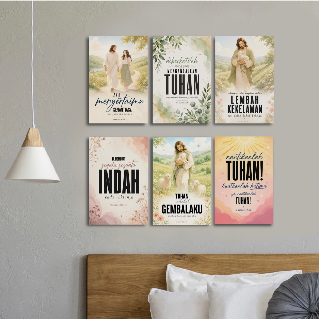 Poster Hiasan Dinding Kayu Yesus Lukisan Dinding Aesthetic Tempel Ayat Alkitab Kristen