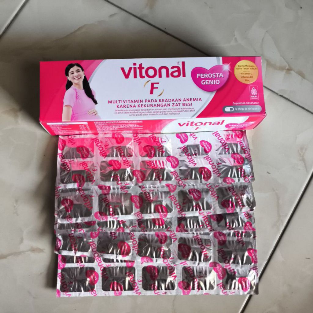 Vitonal F ferosta genio kapsul isi 50 kapsul exp jan 2029 suplemen zat besi untuk ibu hamil dan meny